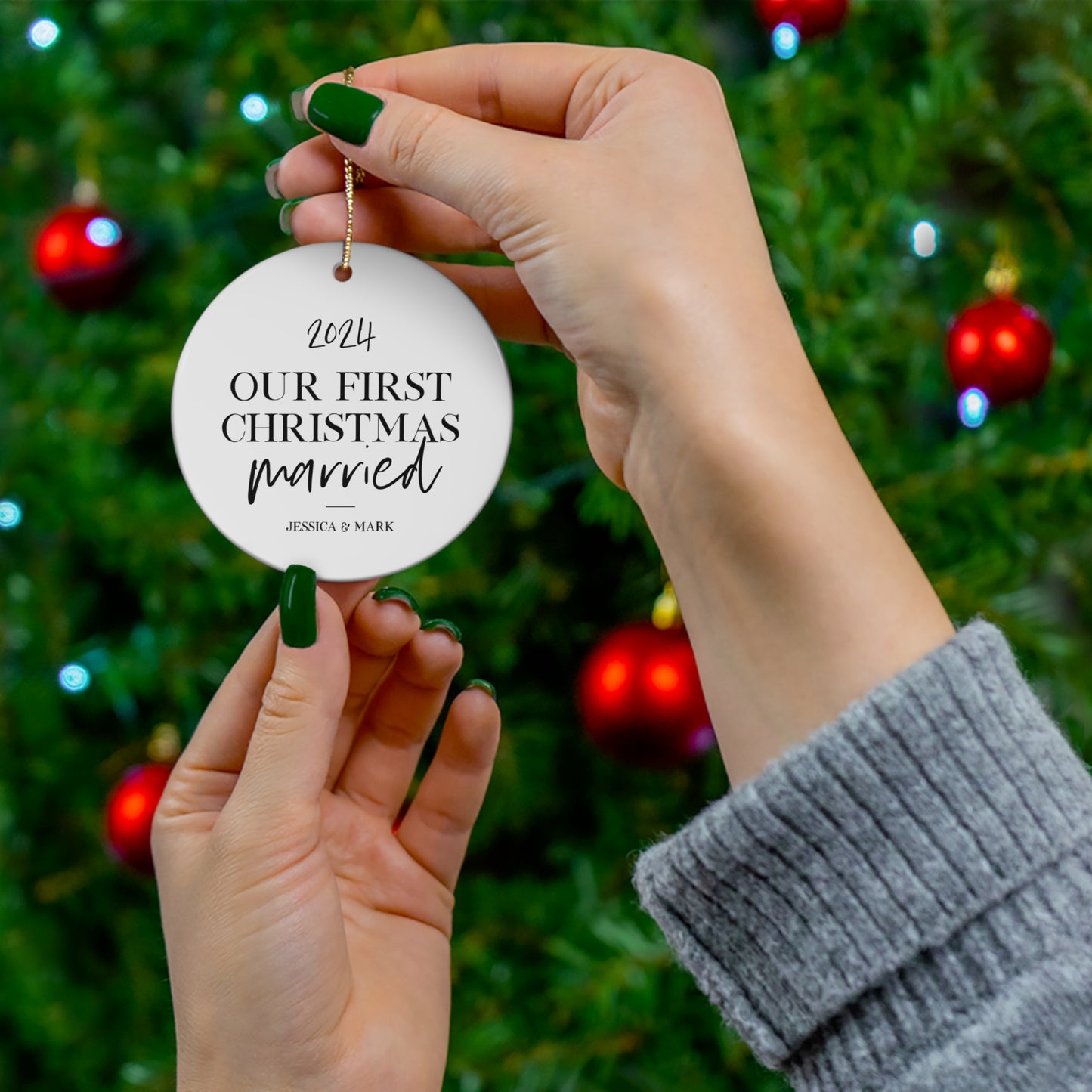 Personalized First Christmas Married Names Year Ornament, Mr and Mrs Christmas Tree, Our First Christmas Married, Wedding Anniversary Gift
