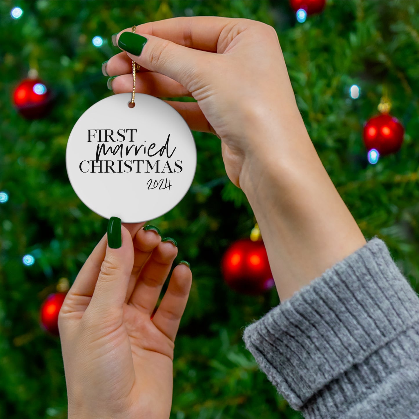 Personalized First Christmas Married Ornament, Mr. and Mrs. Tree Christmas Ornament, Our First Christmas Married, Wedding Anniversary Gift