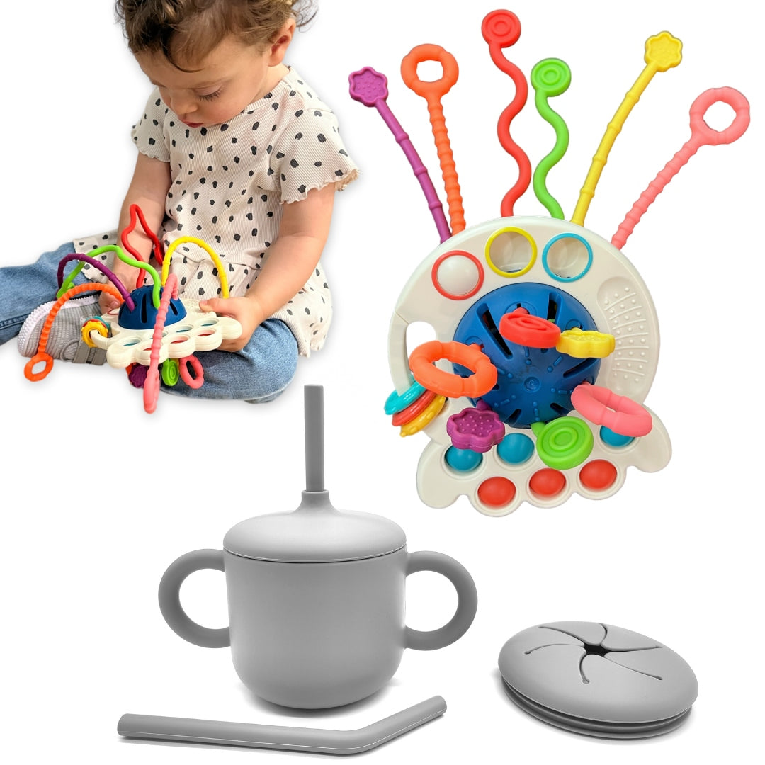Montessori Toy and Silicone Cup Set