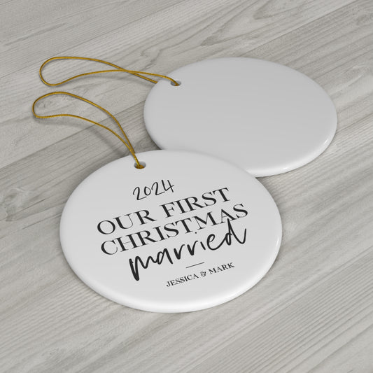 Personalized First Christmas Married Names Year Ornament, Mr and Mrs Christmas Tree, Our First Christmas Married, Wedding Anniversary Gift
